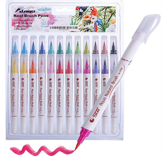 Акварельні маркери STA Aqua natural brush 24 кольори