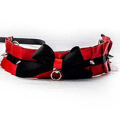 Чокер, фетишний аксесуар нашийник зі стрічок, кільце для повідця, ручна робота