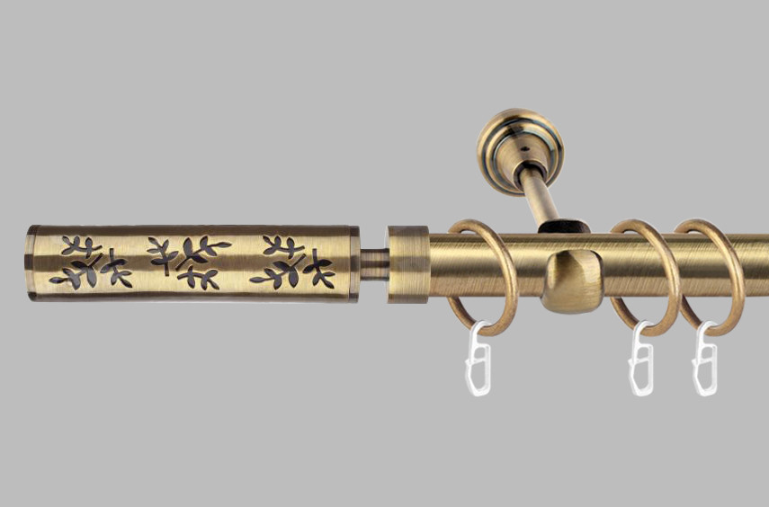 Карниз для Штор Однорядный Металлический 19 Мм, Флора (комплект) Антик ...