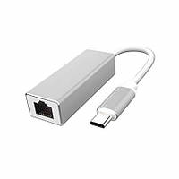 03-02-251. Адаптер USB type C Lan (штекер type C - гнездо RG45 (8Р8С)), со шнуром 10см, серый