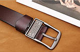 Шкіряний ремінь чоловічий з натуральної шкіри. Чоловічий ремінь пояс для джинсів DWTS Коричневий, фото 2