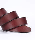 Шкіряний ремінь чоловічий з натуральної шкіри. Чоловічий ремінь пояс для джинсів DWTS Коричневий, фото 3