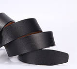 Шкіряний ремінь чоловічий з натуральної шкіри. Чоловічий ремінь пояс для джинсів DWTS Чорний, фото 3
