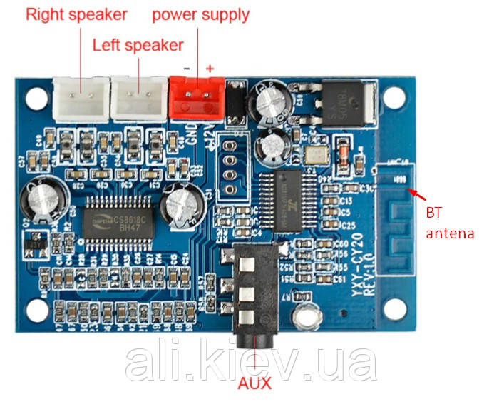 Підсилювач звуку 2*15 Вт з Bluetooth 4.2 CS8618 DC5 -24V плата