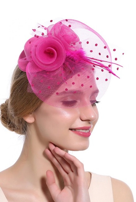 Женская розовая шляпка с вуалью А-1054 - фото 1 - id-p820587120