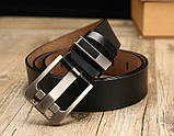 Ремінь чоловічий шкіряний класичний LFMB (чорний), фото 3