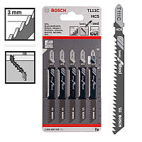 Пилка для лобзика Bosch T 111 C, HCS 5 шт/упак. (ОРИГІНАЛ) по дереву, ДСП, ДВП