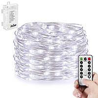 Новорічна гірлянда 50 LED, Біле холодне світло + пульт Супер ціна EAE