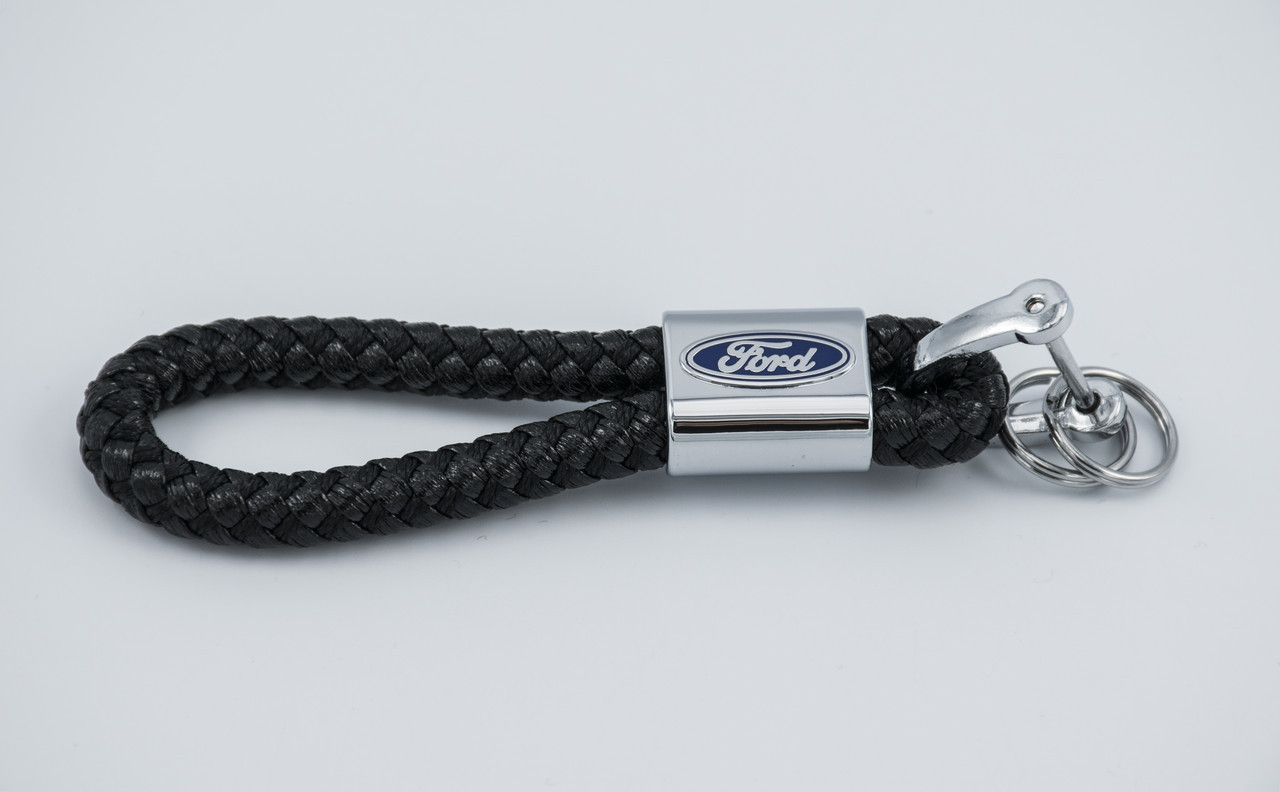 Брелок з логотипом FORD, плетений берлок з логотипом форд для автомобіліста + карабін/чорний