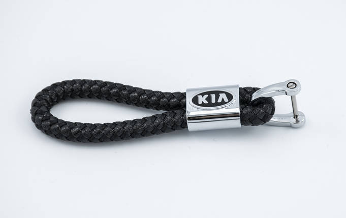 Брелок з логотипом KIA, плетений берлок з логотипом кіа для автомобіліста + карабін/чорний, фото 1