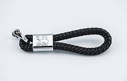 Брелок з логотипом PEUGEOT, плетений берлок з логотипом пежо для автомобіліста + карабін/чорний