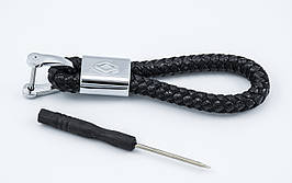 Брелок з логотипом RENAULT, плетений берлок з логотипом ренуаль для автомобіліста + карабін/чорний