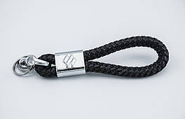 Брелок з логотипом SUZUKI, плетений берлок з логотипом сузукі для автомобіліста + карабін/чорний