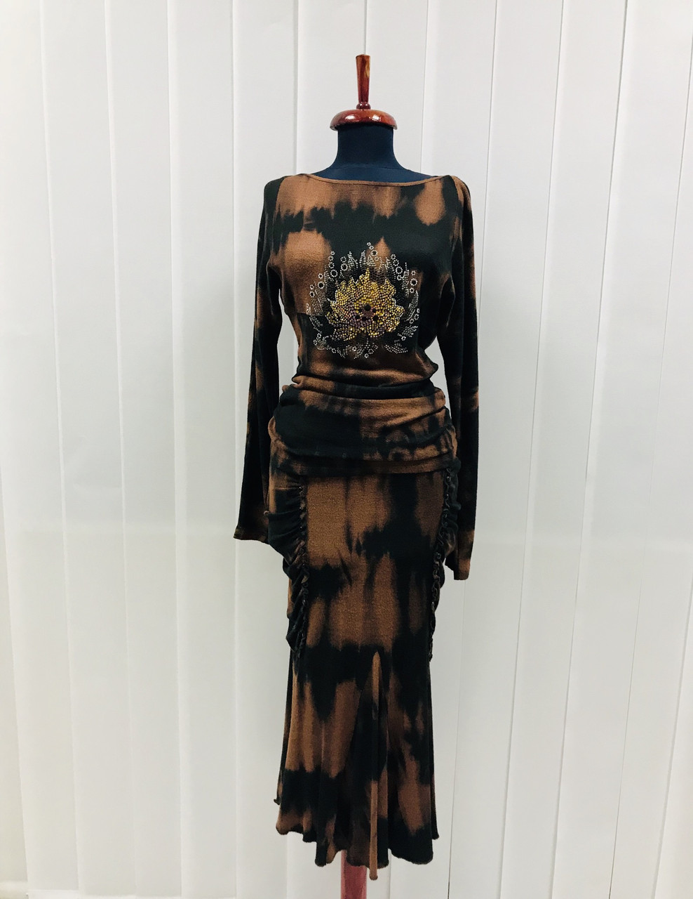 Костюм Balizza теплий трикотажний блуза зі спідницею годе кольоровий ошатний, фото 1