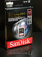 Карта пам'яті  SanDisk 64GB Extreme PRO SDXC UHS-I  V-30