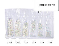 Камені Swarovski MIX Прозорі AB, 1680 шт