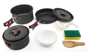 Набір посуду AL-300 на 2-3 осіб, з анодованого алюмінію, комплект туристичний похідний кемпінг DS-300