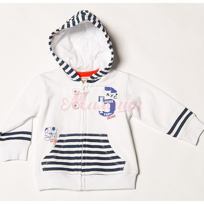 Зручний дитячий кардиган для хлопчика з капюшоном BRUMS Італія 151BDFC003 білий, фото 1