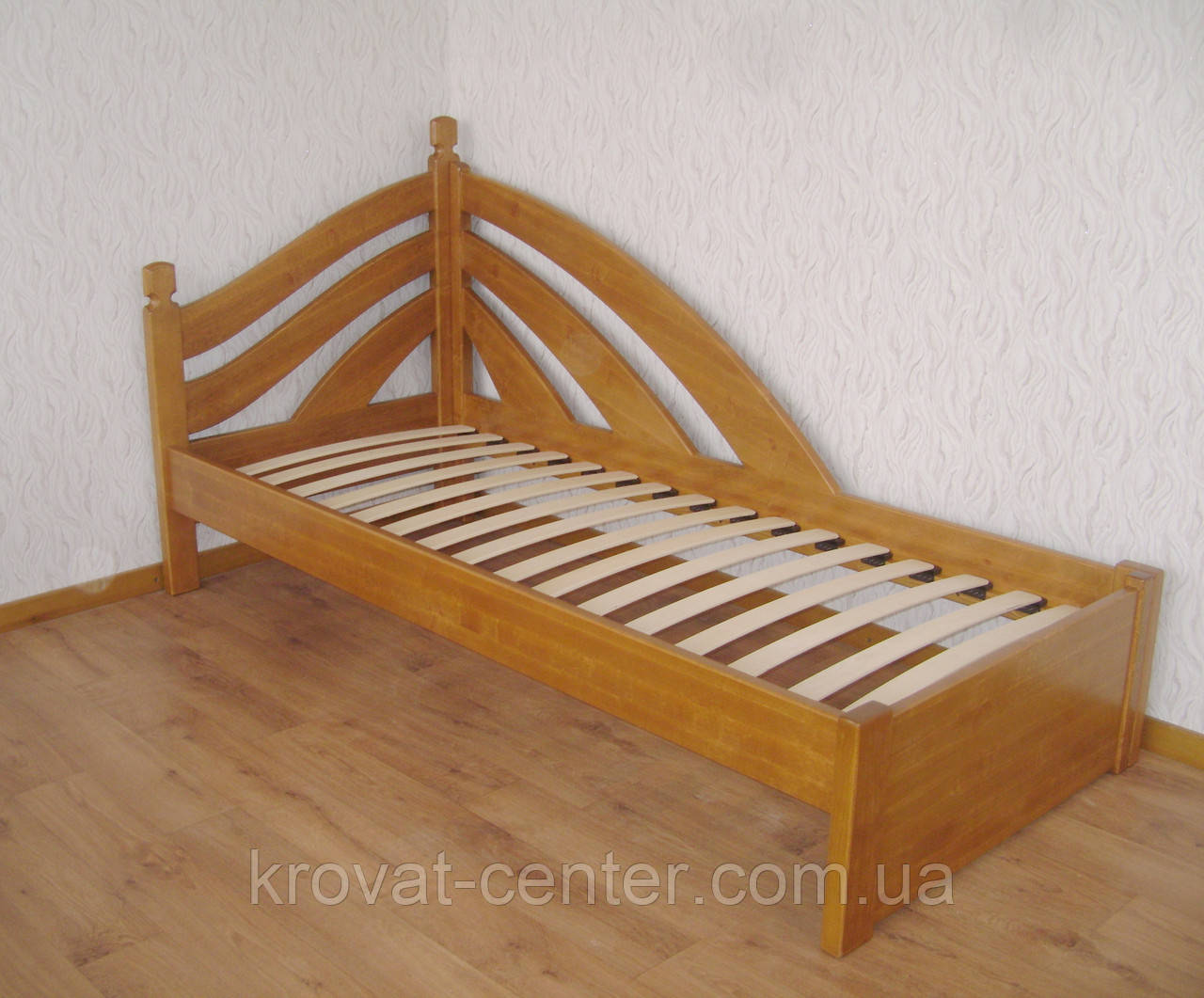 Белая деревянная кровать детская подростковая односпальная из ольхи "Радуга - 2" от производителя - фото 8 - id-p820707961