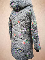 Пальто для дівчинки на зиму з хутряною підстібкою 144-150, фото 2