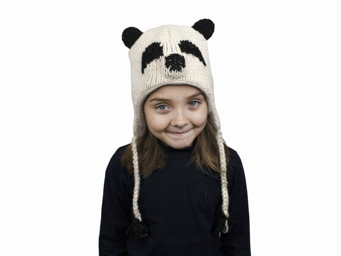 Зимова шапка із зав'язками для хлопчика Панда