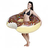 Величезний Надувний круг Пончик Donuts 120 см шоколадний з ручками, фото 4