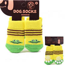 Шкарпетки для собак S жовті з жабою