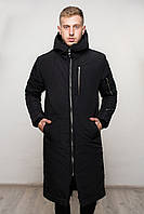 Куртка мужская зима длинная чёрный Одесса