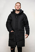 Куртка мужская зима удлинённая чёрная