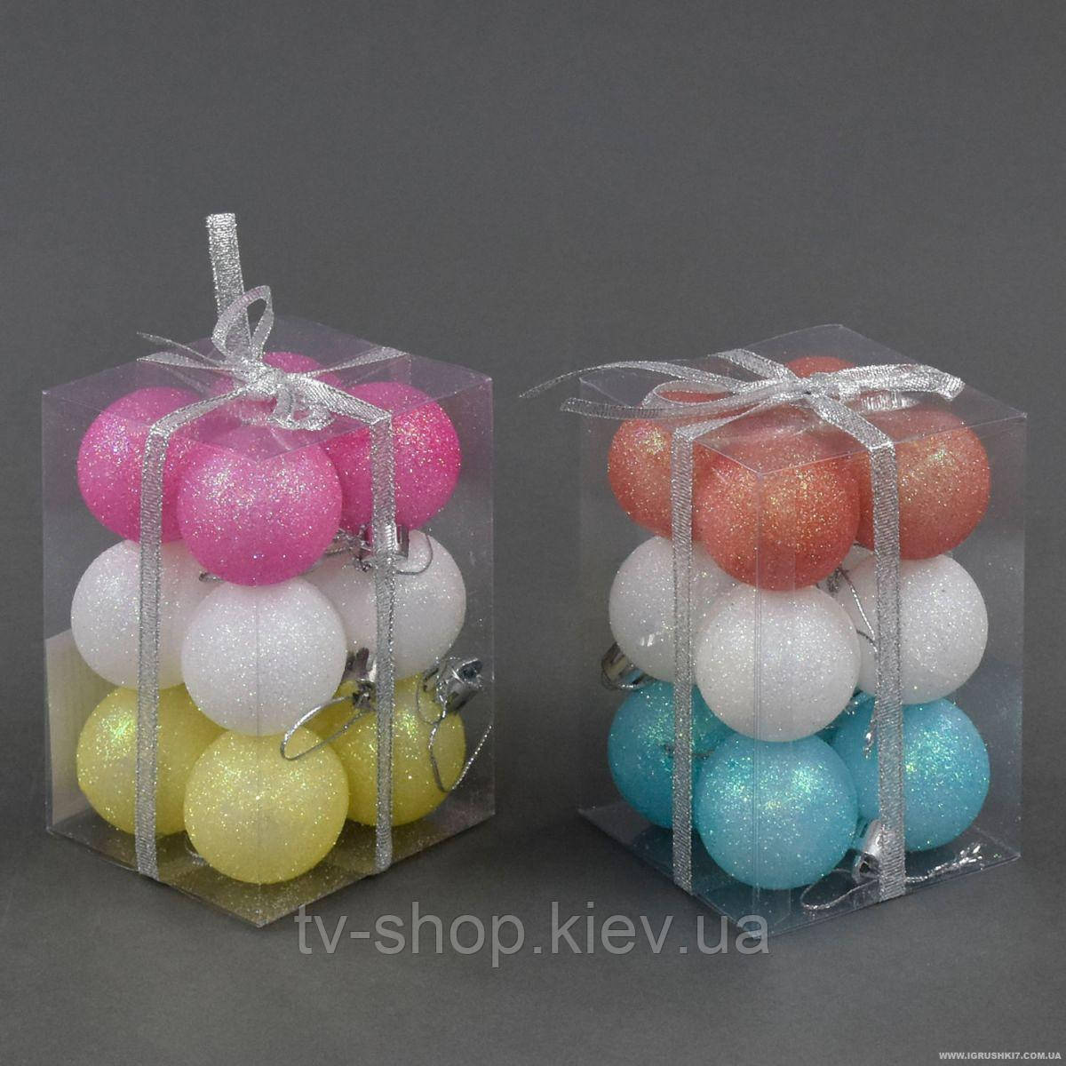 Елочна іграшка Кульки глітер 4 см (12 шт.), фото 1