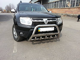 Кенгурятник з написом WT004 (нерж.) - Renault Duster 2008-2017 рр.