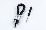 Брелок з логотипом CHEVROLET, плетений берлок з логотипом шевролет для автомобіліста + карабін/чорний, фото 2