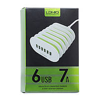 Сетевая зарядка удлинитель 6 USB / 7A LDNIO A6702 (Белый)