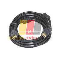Шнур HDMI "Tcom" (шт. - шт.) Vers.-1,4, діам.-6мм, gold, 5м, чорний