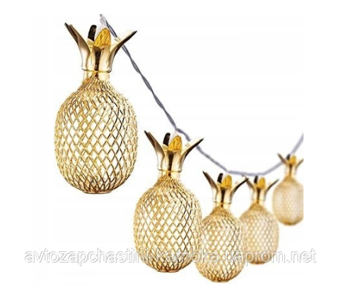 Новорічна гірлянда, Ананаси золотий, 4 Метри колір білий теплий Супер ціна EAE