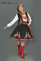 Стилизованный украинский женский костюм с вышитой юбкой и жилеткой № 79