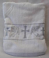 Крижма ( крыжма ) полотенце на крестины белая серебро 140*70