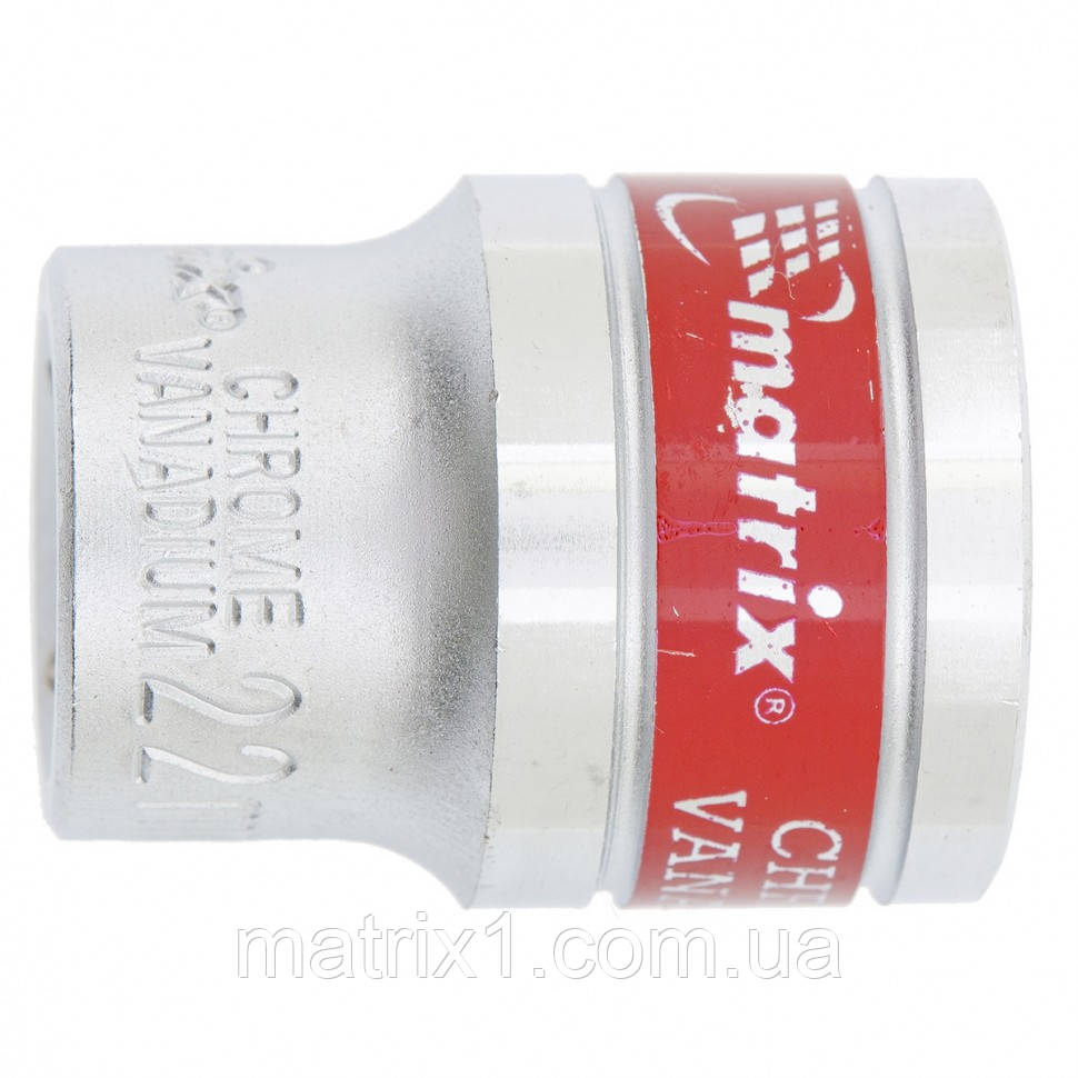 Головка торцева, 22 мм, 6-гранна, CrV, під квадрат 1/2", хромована MTX MASTER