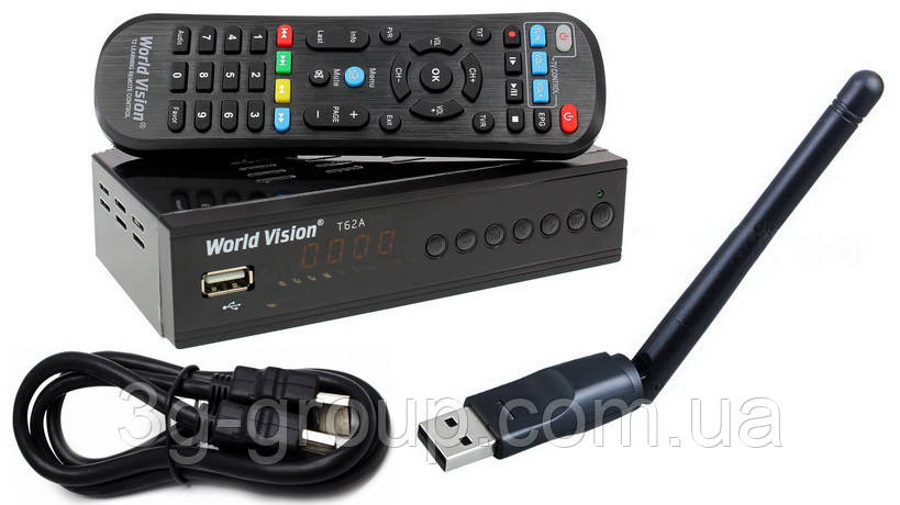 Т2 приставка World Vision T625A + Wi-Fi адаптер + навчаний пульт + HDMI кабель