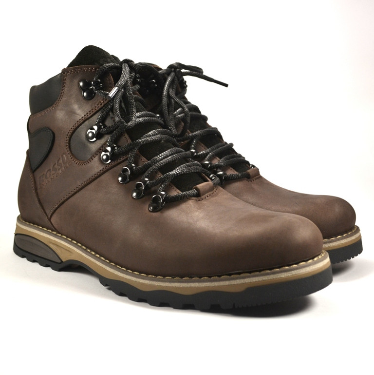 Коричневі черевики великого розміру чоловічі шкіряні з вологозахистом на хутрі Rosso Avangard BS Indi Jone Brown, фото 1