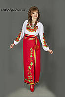 Украинский народный женский костюм с красной длинной плахтой №89 (44-56р.)