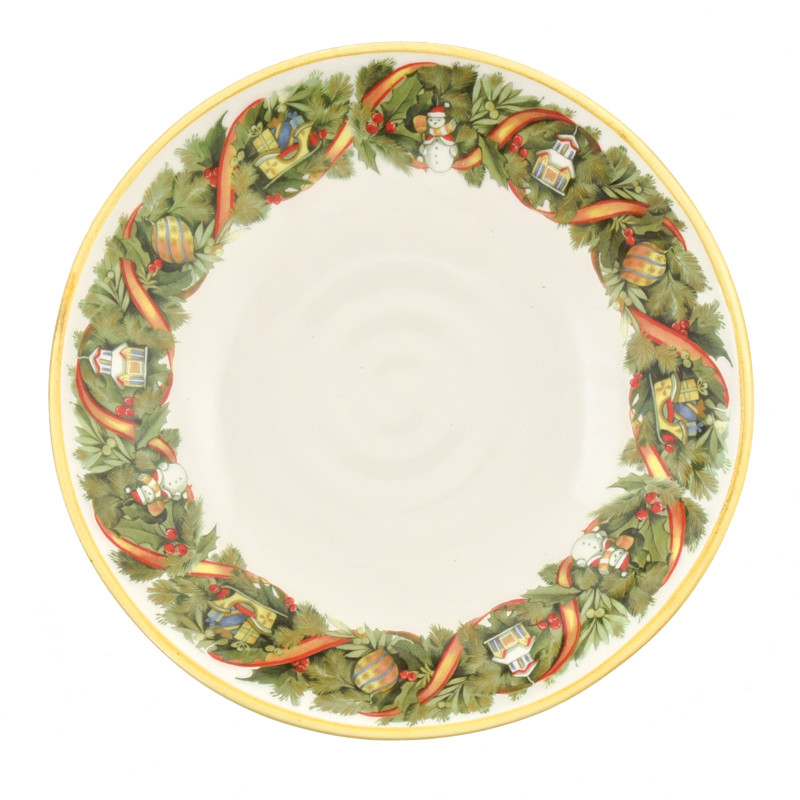 Набір новорічних керамічних тарілок для супу «Яскраве Різдво» Villa Grazia, 6 шт.