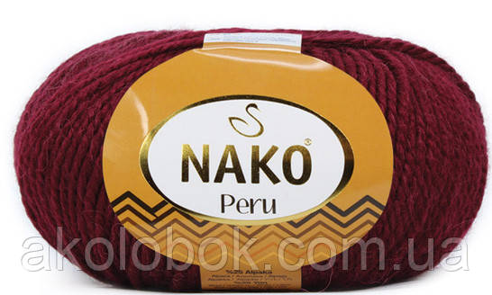 Турецька пряжа для в'язання NAKO Peru(перу) шерсть з альпака - 999 бордовий