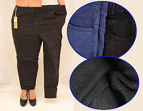 Джинси жіночі утеплені флісовою підкладкою — великі розміри 5XL чорний