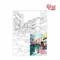 Полотно на картоні з контуром, Міста "Венеція", 30*40, бавовна, акрил, ROSA START