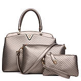 Жіноча сумка набір 3в1 бежевий з якісної екошкіра, товар з дефектом 2, фото 2