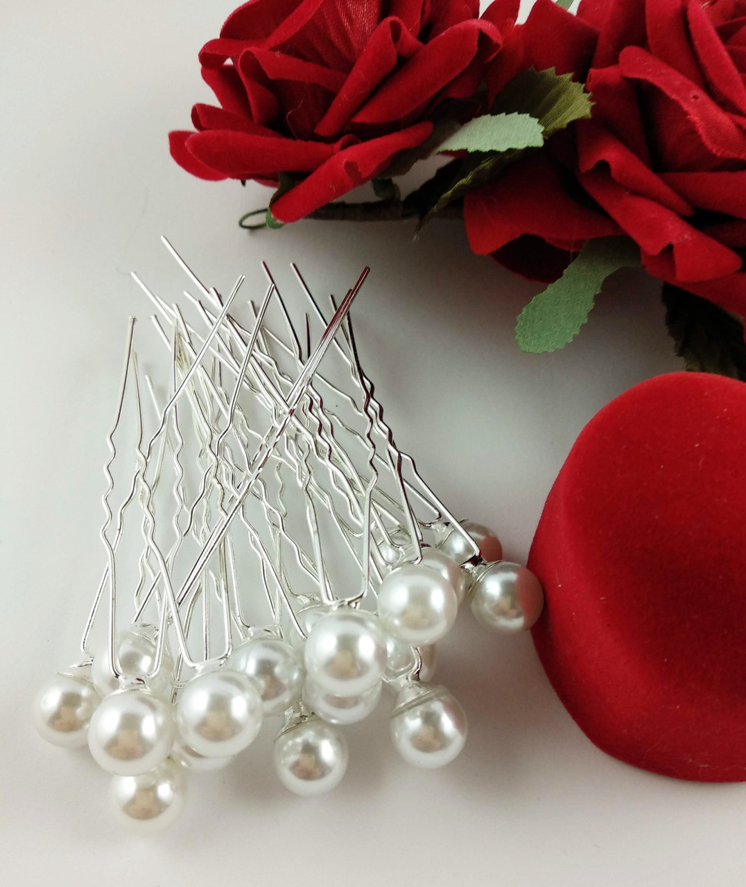 Шпилька для волосся ошатна з перлами, Колір: Білий