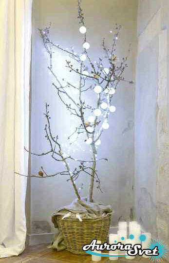 LED гірлянда від AuroraSvet 18 білих оксамитових кульок.  Світлодіодна гірлянда. Гірлянда LED.