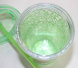 Термо-стакан пластик з кришкою і трубочкою, салатовий, малюнок фламінго, фото 4