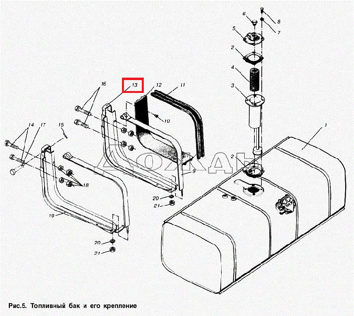 6422-1101102 Кронштейн крепления топливного бака МАЗ лапа (350